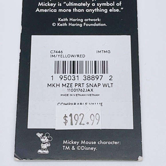 Coach C7446 Disney Mickey Mouse X Keith Haring Snap Zip Wallet NWT Org $198 - Picture 10 of 11